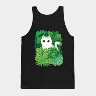 White Cat Face in Houseplants Tank Top